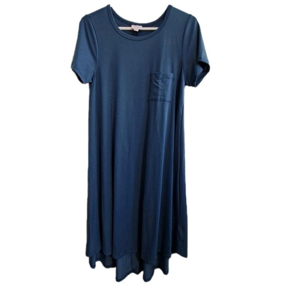 LuLaRoe Women's XS Blue Short Sleeve A-Line Dress Office Comfort